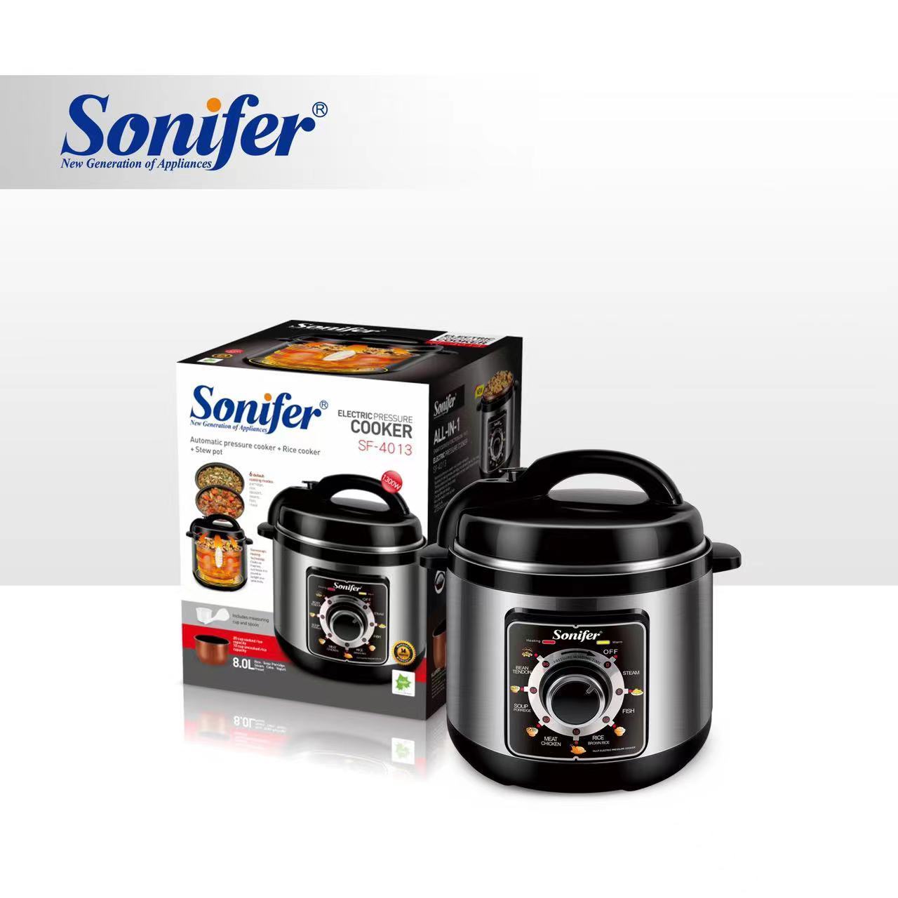 Sonifer SF-4013 hot sale quality home use automatic timing control 8 liter power electric pressure cooker stainless steel