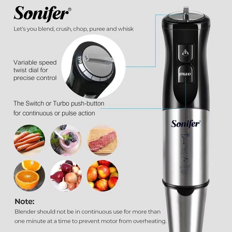 Sonifer SF-8086 High speed chopper hand Immersion whisk vegetable slicer multifunction food processor set 10 in 1 juicer blender