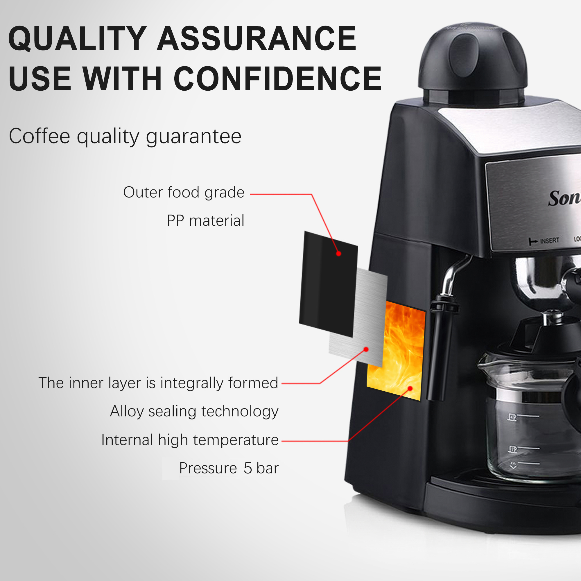 Sonifer SF-3534 wholesale small 5 bar pressure 220V home electric fully automatic espresso coffee maker