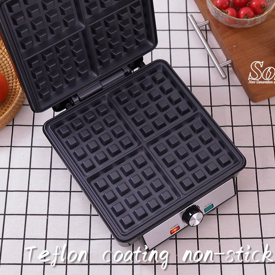 Sonifer SF-6129 high quality household 220v mini electric automatic machine square 4 slice waffle maker