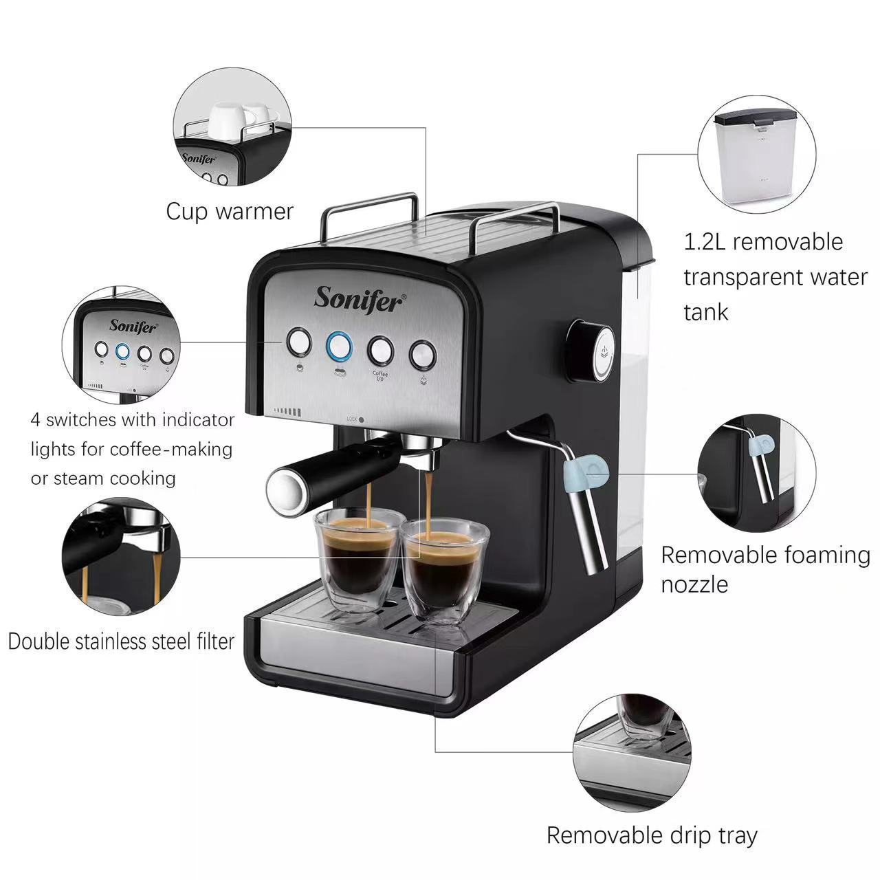 Sonifer SF-3529 wholesale home 15 bar smart fully automatic steam coffee machine electric espresso maker