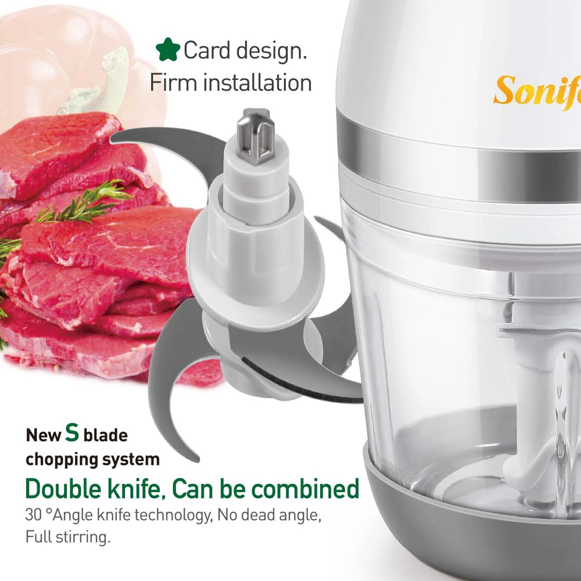 Sonifer SF-8102 wholesale 150W household 0.6L glass jar multi purpose for baby electric mini food chopper meat grinder