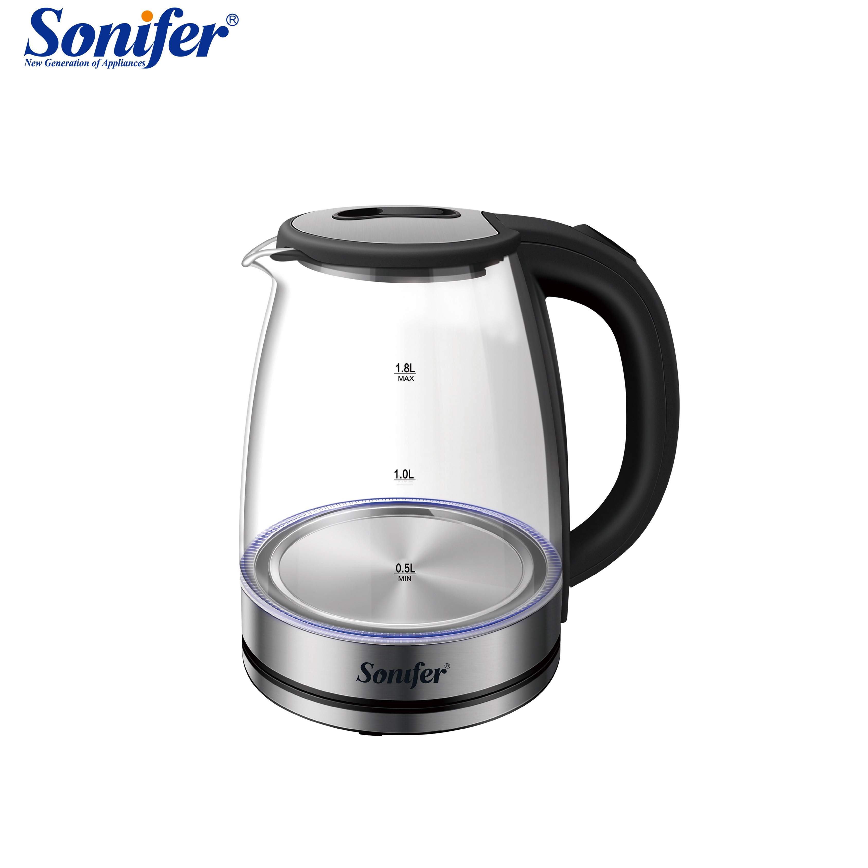 Sonifer SF-2116 wholesale cheap for kitchen 1500w led blue light electric glass kettle 1.8