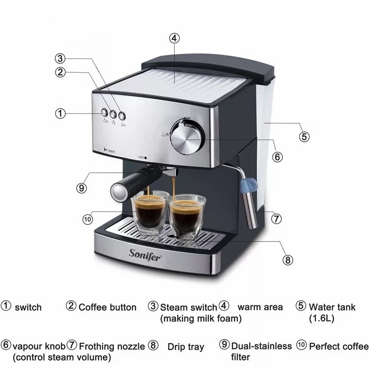 Sonifer SF-3528 professional home 15 bar automatic electric cappuccino making coffee espresso machine