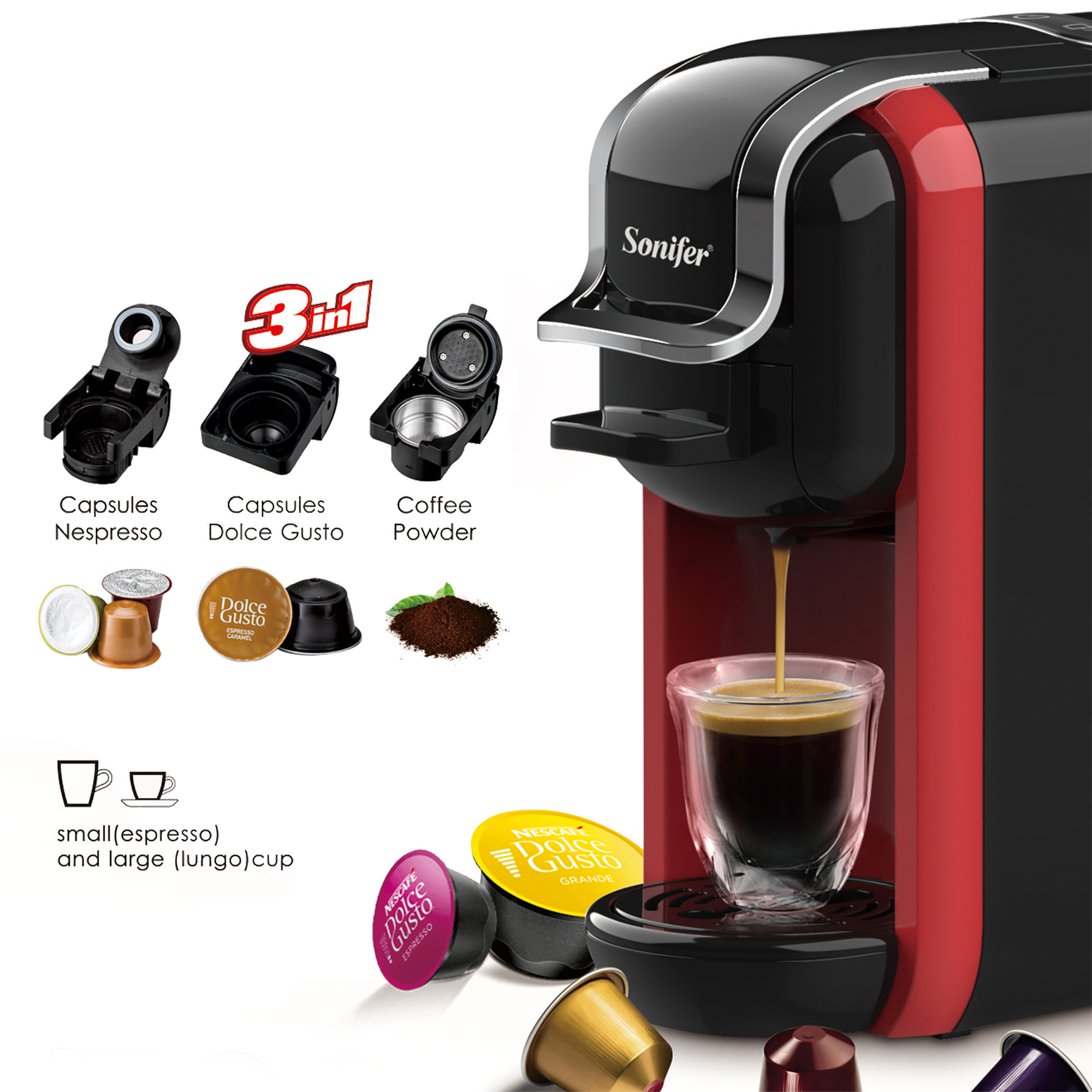 Sonifer SF-3547 manufacturer home best electric automatic espresso machine other 3 in 1 multi capsule coffee maker