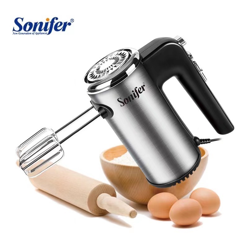 Sonifer SF-7021 hot sale home appliances quality 300w power copper motor egg electric manual 5 speeds stainless steel hand mixer