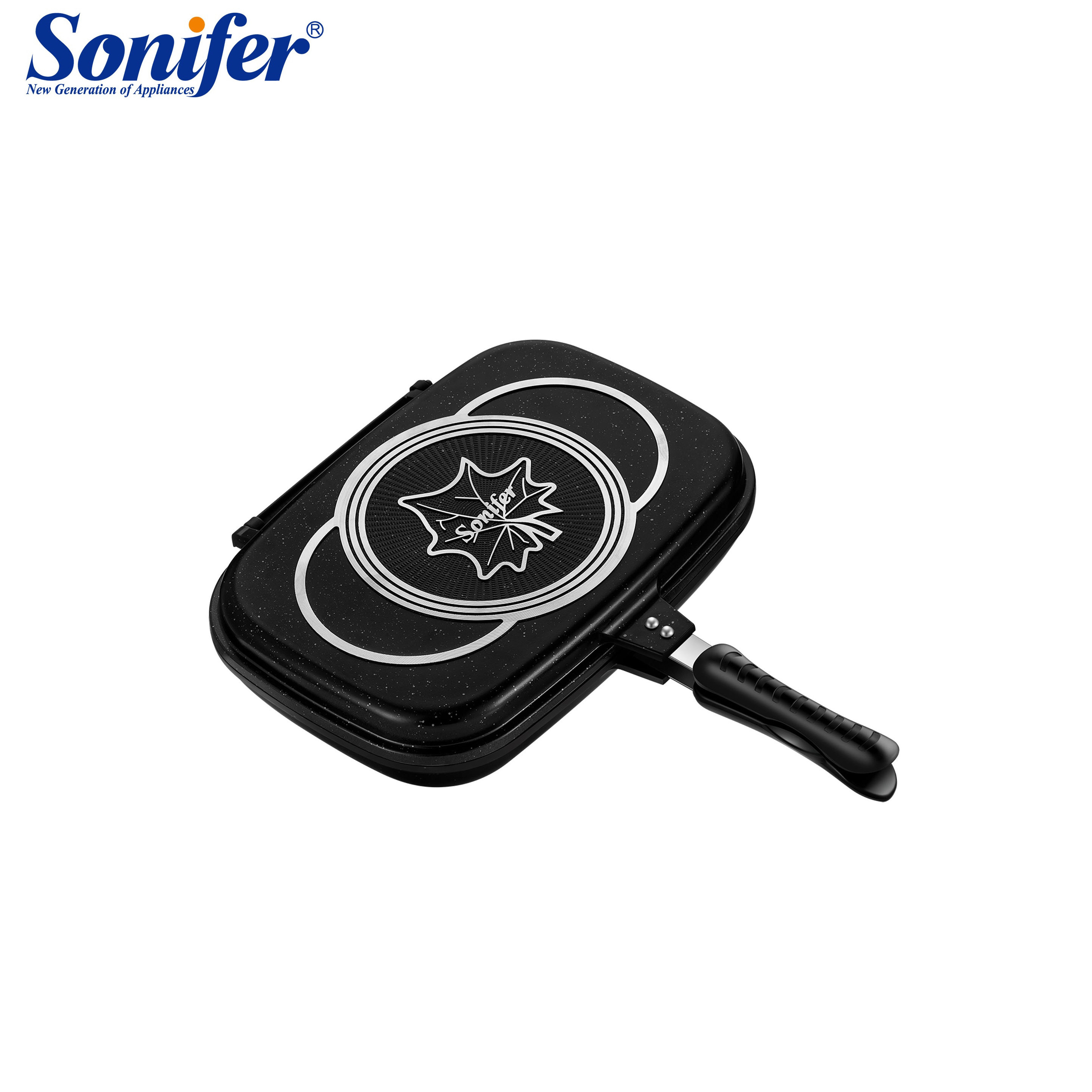 Sonifer SF-1112 new household gas cooker square non stick double sided grill die cast aluminum frying pan