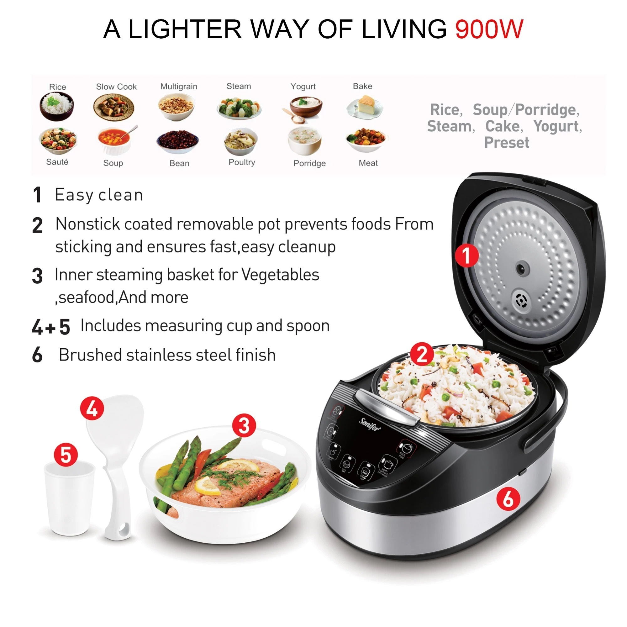 Sonifer SF-4003 wholesale manufacturer 220V kitchen multifunction automatic digital smart electric rice cooker 5l