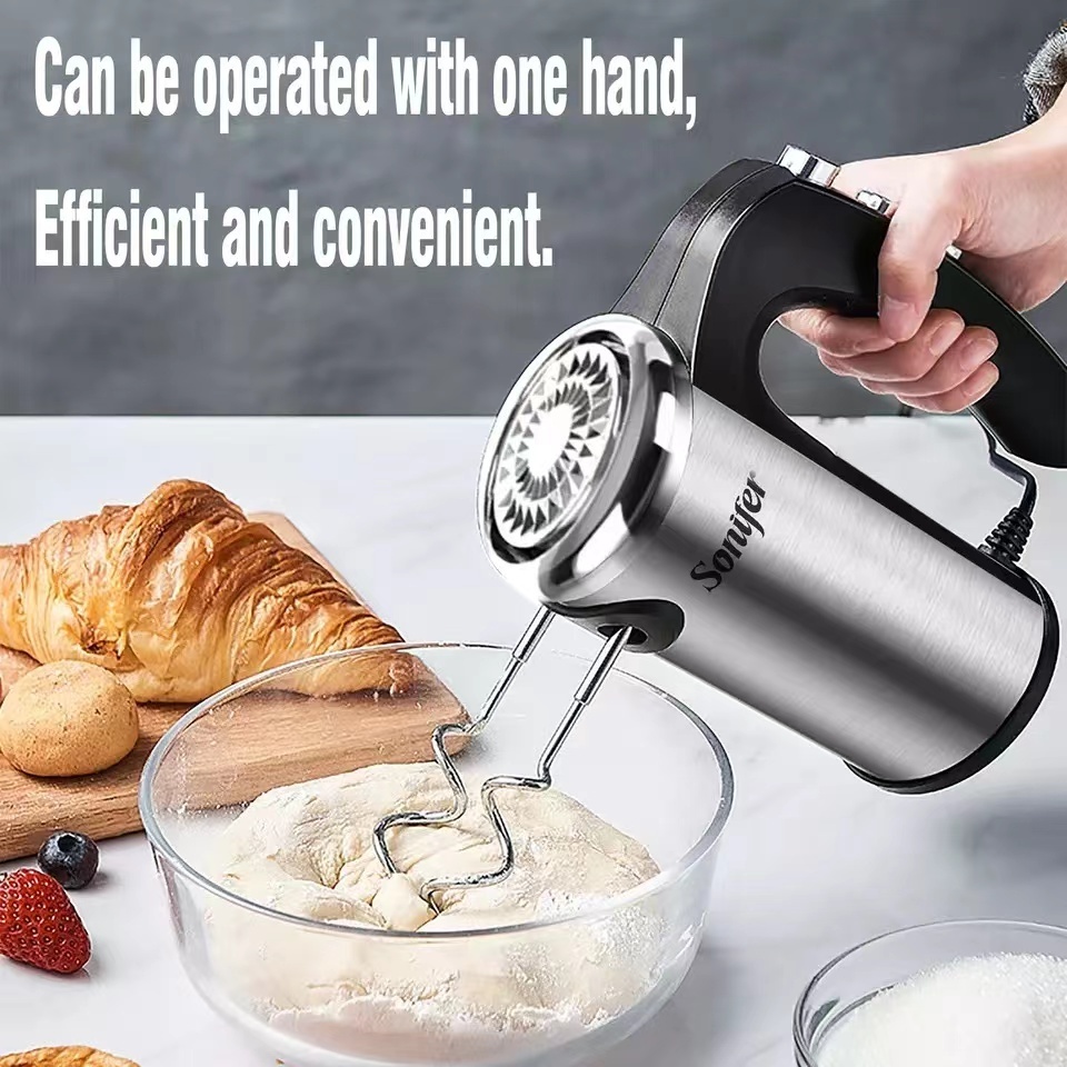 Sonifer SF-7021 hot sale home appliances quality 300w power copper motor egg electric manual 5 speeds stainless steel hand mixer