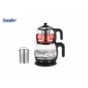 Sonifer SF-2089 home use multi purpose water heating keep warm double pot glass with filter maker turkish tea kettle electric