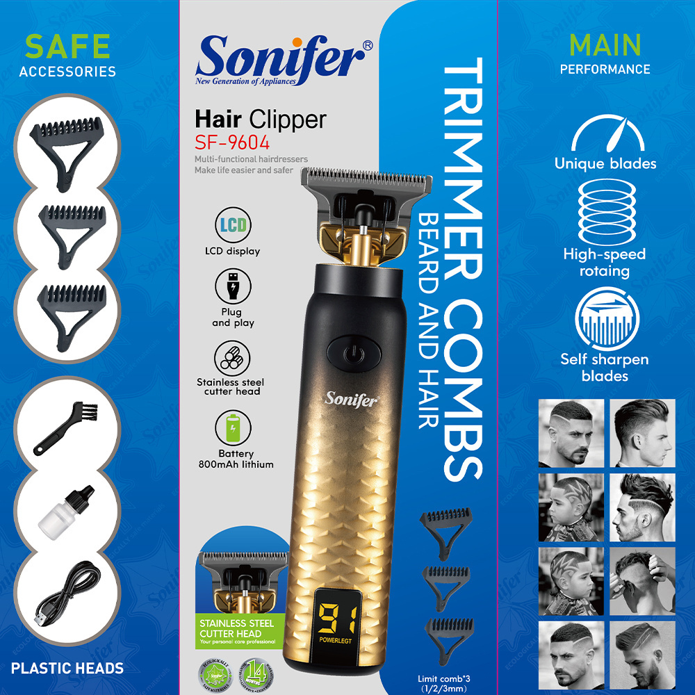 Sonifer SF-9604 T Blade Outliner Trimmer Men's Professional Hair Grooming Kit Electric Hair Clipper