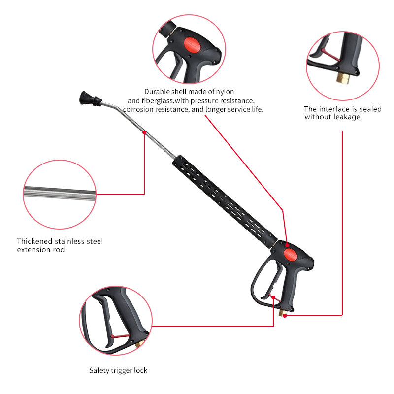 5000PSI jet car washer cleaning gun car washer snow foam lance spray trigger 20 degrees bending pressure gun