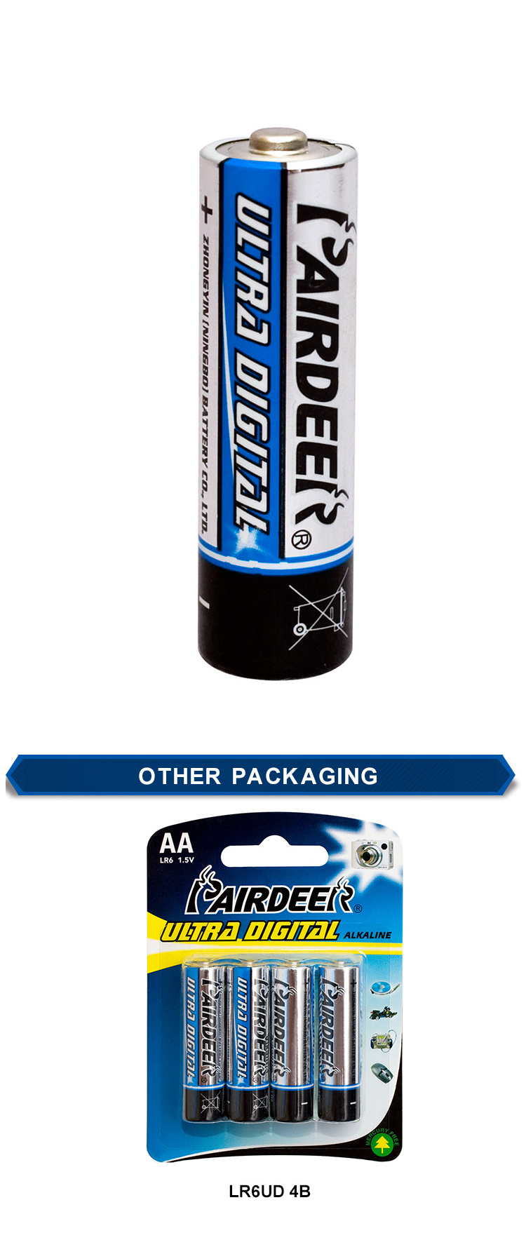 PAIRDEER private label 1.5v lr6  am3 aa alkaline battery