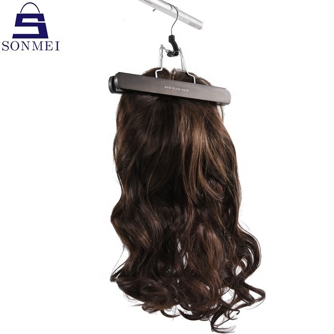 Gold wooden custom storage bag wig hanger hair extension hanger