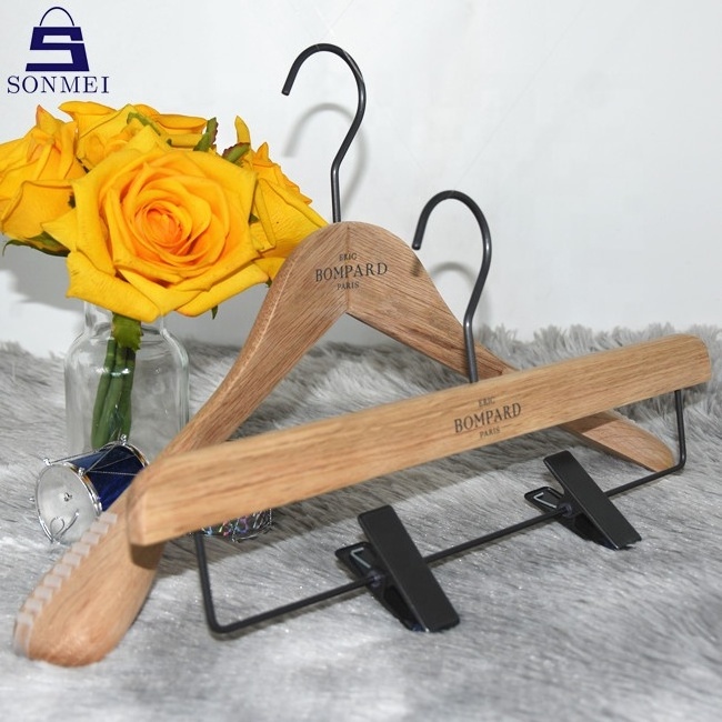 Boutique store natural luxury custom garment oak wooden hanger rack