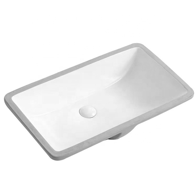 Porcelain Wash Sink Undermount Rectangular Ceramic Hand Wash Under Counter Basin