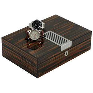 Luxurious Ebony Lacquered Wooden Wrist Watch Box for Men