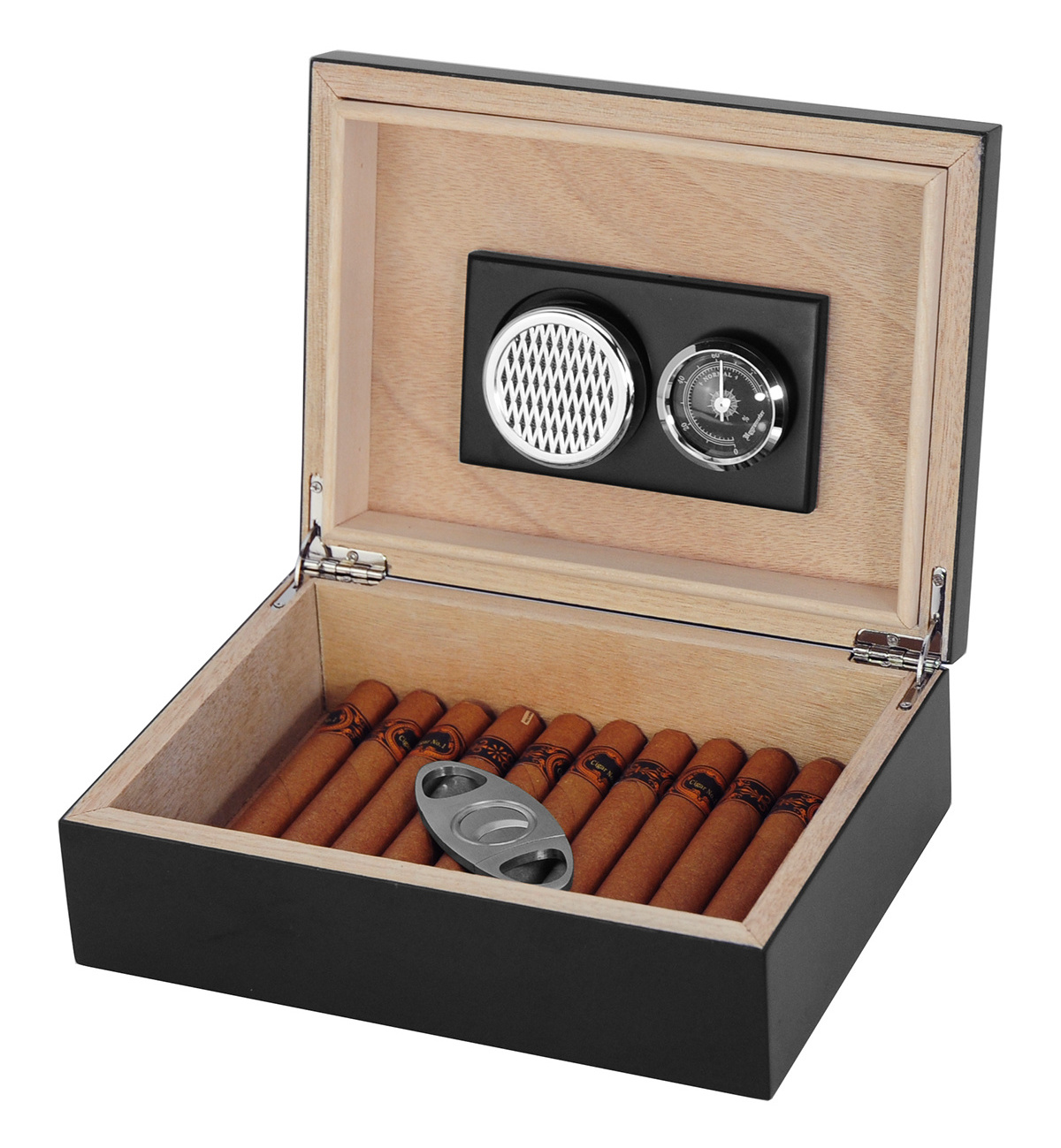 Luxury Wood Handcrafted Cigar Humidor - Cigar Set Gifts for Men - Cigar Accessories - Humidor Humidifier