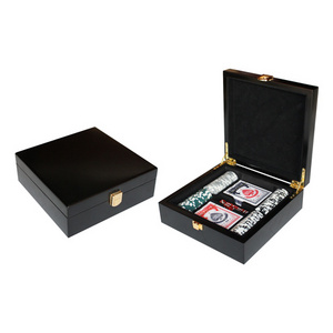 Sonny Black Cherry Wood Poker Chip Set Case With Dices And Chips