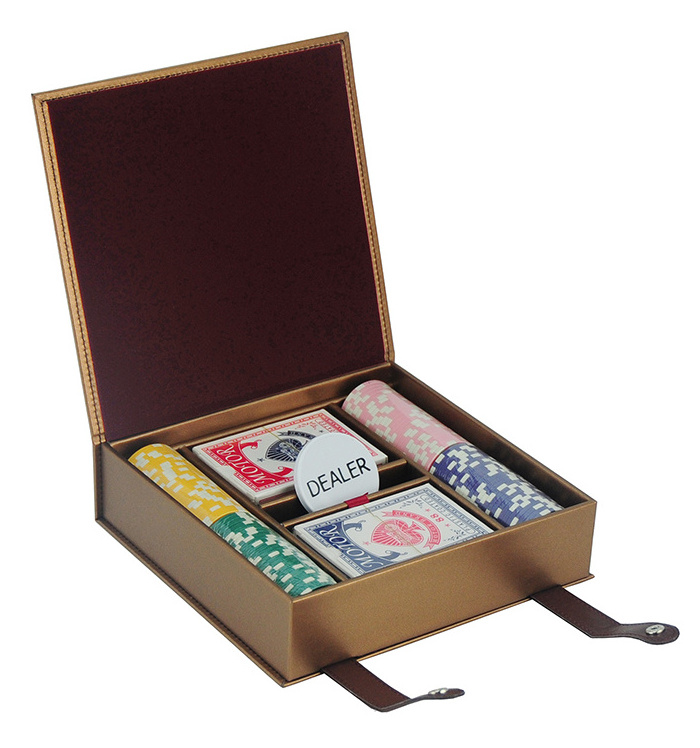 Custom Professional Poker Chip Set with Cards 11.5g 100 Pieces Texas Chips Leather Case