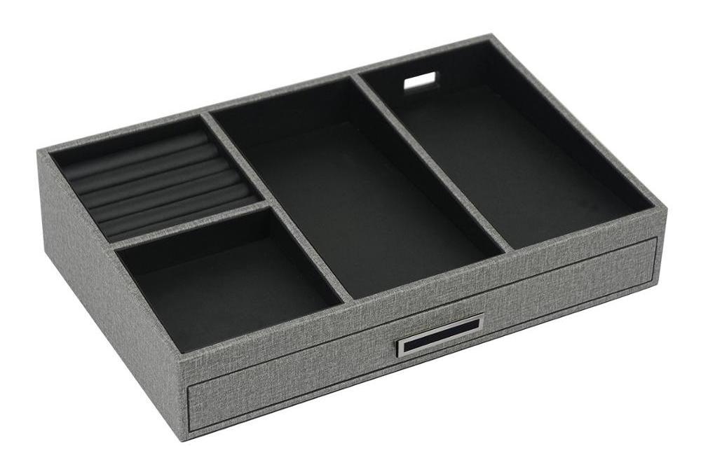 Mens Valet Tray with Charging Station Nightstand Dresser Organizer Mens Catchall Tray for Keys Phone Wallet Coin Jewelry