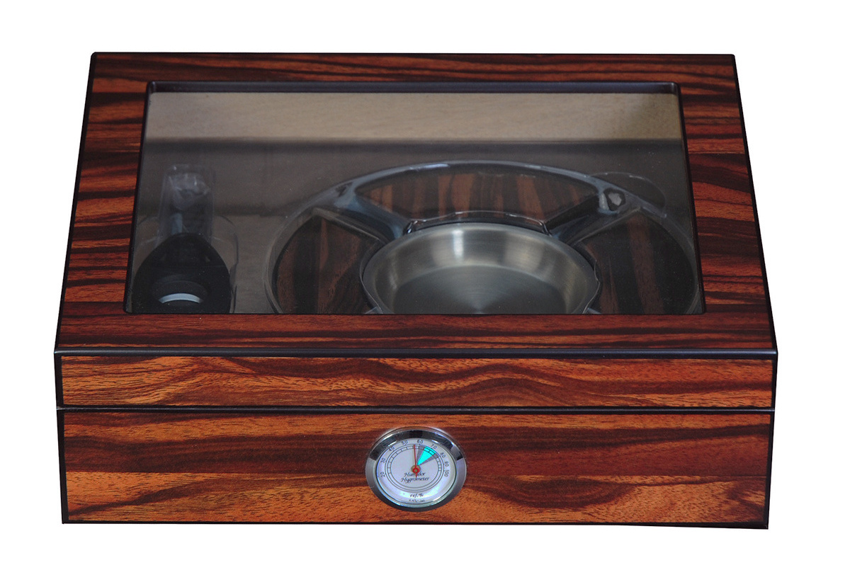 Sonny 20 CT Wooden Cigar Box Ebony Humidor Set with Ashtray Cutter Hygrometer Humidifier