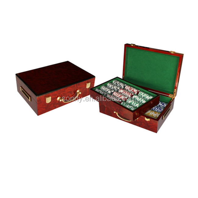 Luxury wooden 500 poker chip set