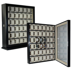 Black Lacquer Display Watch Cabinet Wood for 36 Watches