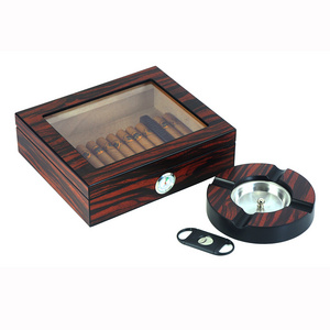 Sonny 20 CT Wooden Cigar Box Ebony Humidor Set with Ashtray Cutter Hygrometer Humidifier