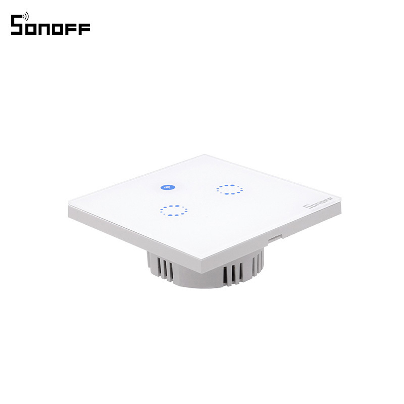 SONOFF T1 EU 2C Glass Panel 2 Gang LED Backlight Touch Screen WiFi RF APP Remote Control 2 Way Wall Light Switch For Smart Home