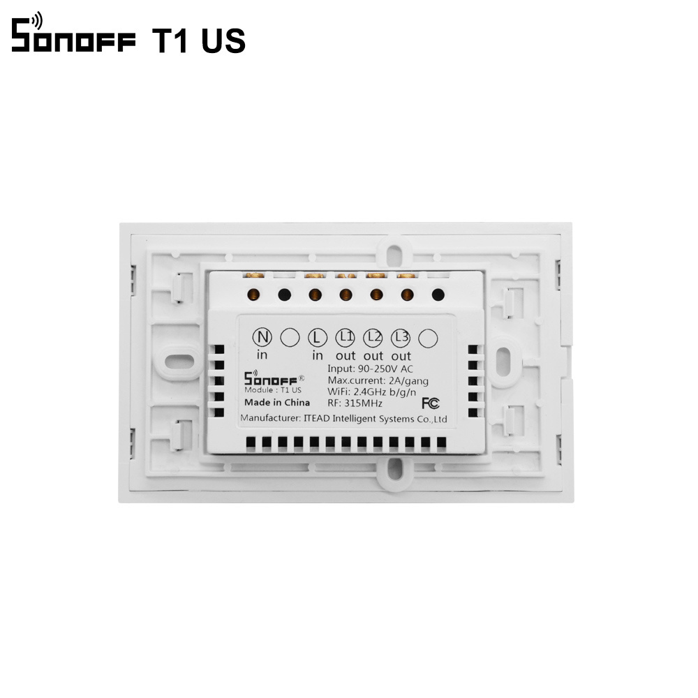 SONOFF T1 US 1C  Wifi 315 RF APP Remote Control Glass Panel 1 Gang  LED Backlight Smart Home 1 Way Wall Light Touch Power Switch