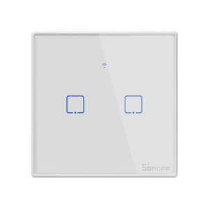 SONOFF T2UK 2C TX Touch Wifi Switch  - Luxury Glass Touch  Panel  LED Smart Light Wifi Switch (UK) Works With Alexa