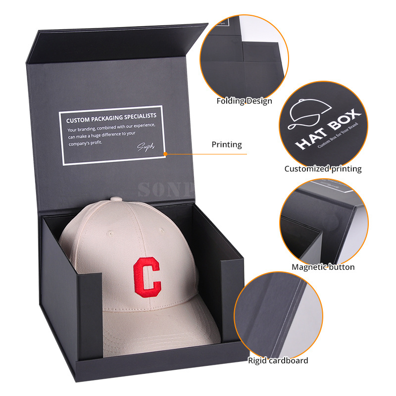 wholesale custom logo hat packaging shipping gift box luxury matte baseball cap box for cap