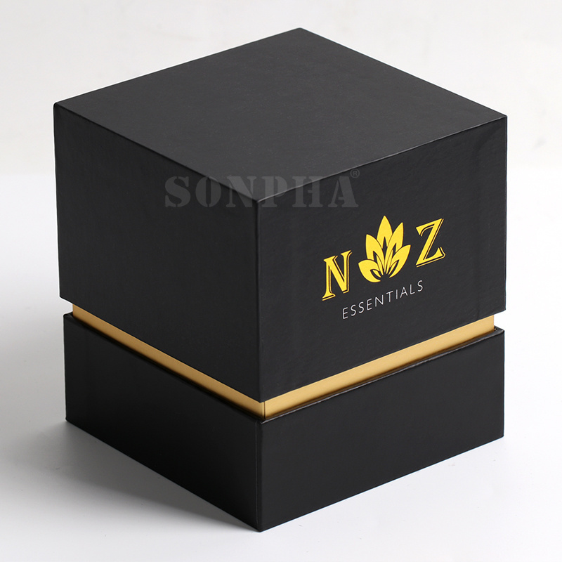 Wholesale Custom Luxury Scented Candles Gift Set Box Private Label Black Hard Candles Packaging Candle Box For Gift