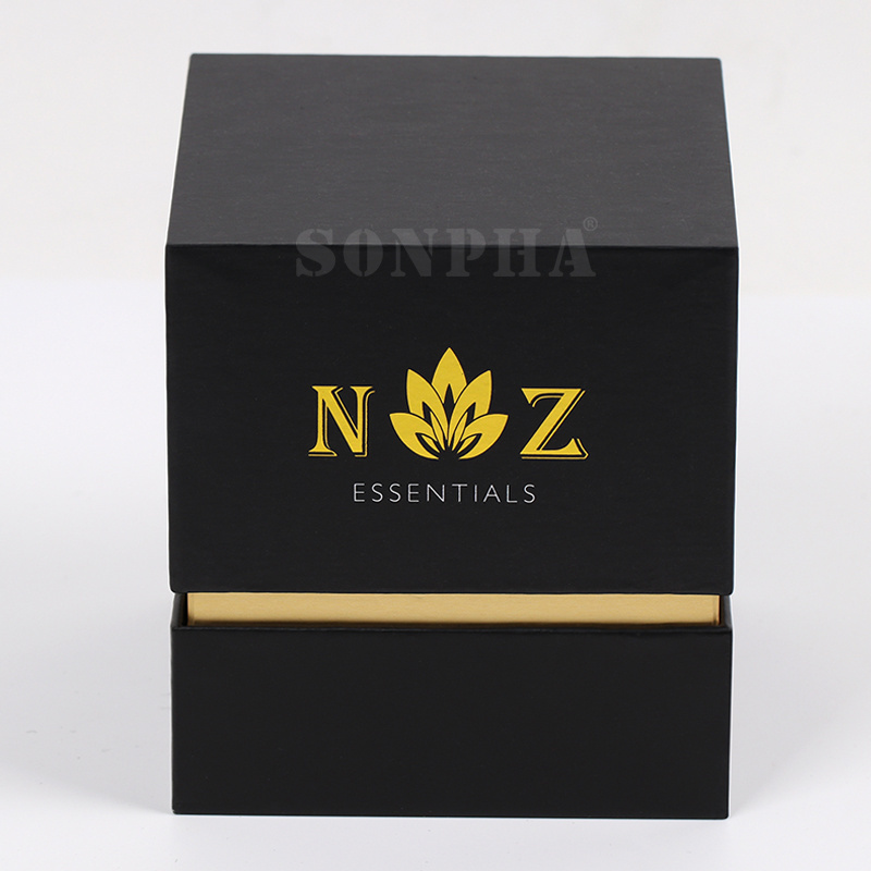 Wholesale Custom Luxury Scented Candles Gift Set Box Private Label Black Hard Candles Packaging Candle Box For Gift