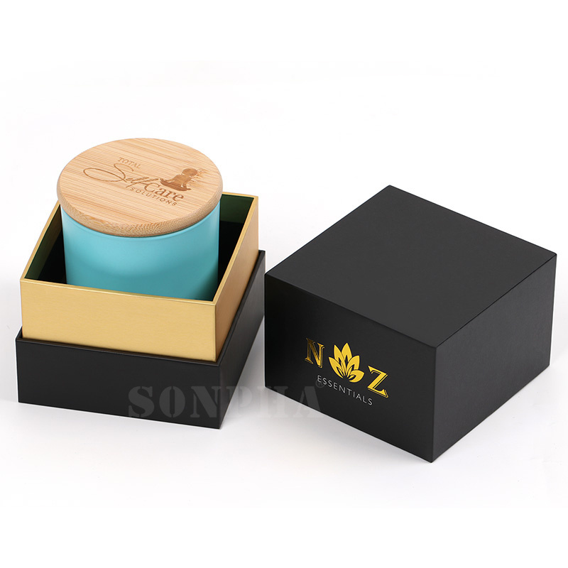 Wholesale Custom Luxury Scented Candles Gift Set Box Private Label Black Hard Candles Packaging Candle Box For Gift