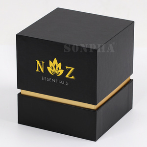 Wholesale Custom Luxury Scented Candles Gift Set Box Private Label Black Hard Candles Packaging Candle Box For Gift