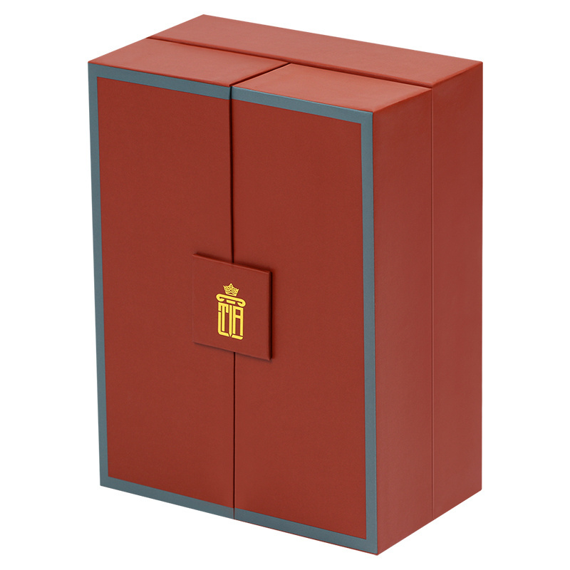 Luxury Red Double Magnetic Door Open Skincare Bottle Fragrance Perfume Packaging Gift Box Cosmetic Skin Care Packaging Cardboard