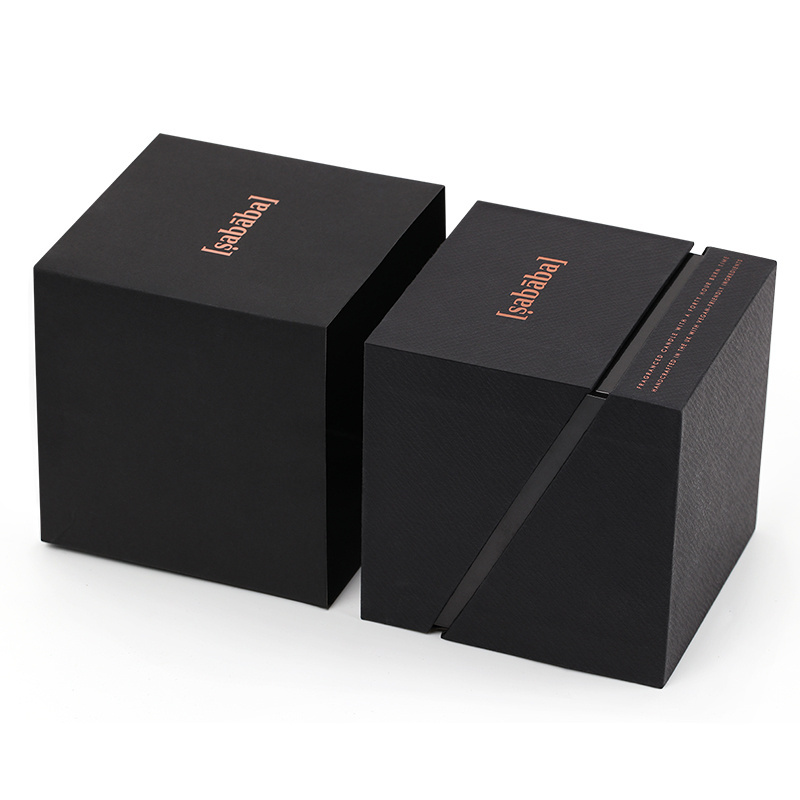 Manufacturer Custom printed luxury candle jars box printing candle packaging boxes black Hard Cardboard Candle Box For Gift