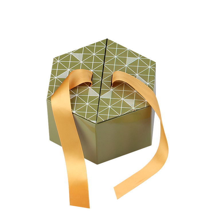 Rigid Hexagon Shape Packaging Box Custom Cardboard Hat Soap Honey Hexagon Gift Box for Cosmetics Candle Jars Cosmetic Jewelry