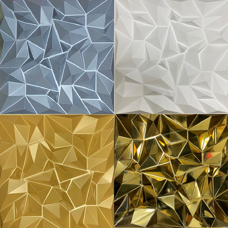 Home Interior Decorative Waterproof Shining Gold Diamond Design Pvc 3d Diamond Wall Panel