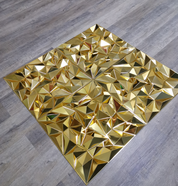 Hot Sale Home Interior Modern Design Decorative Gold Pvc 3d Diamond Wall Panel