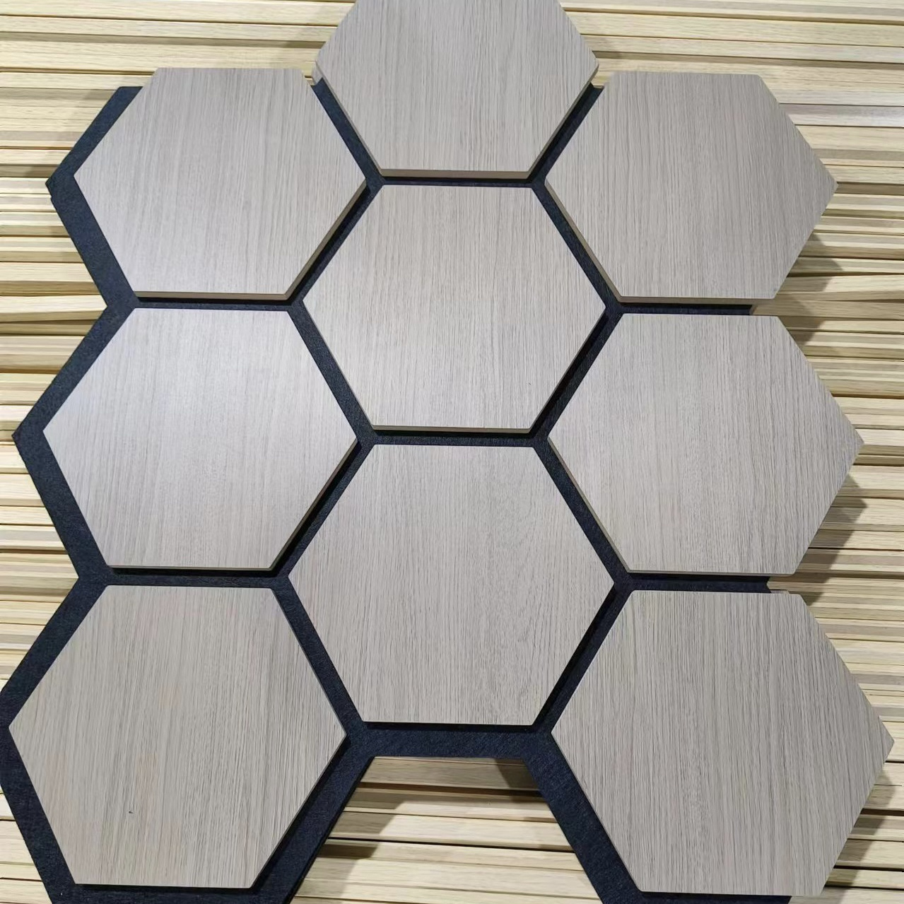 Indoor Decorative Honeycomb Wall Panel Hexagon Soundproof Wooden Acoustic Panels Hexagon with Black PET Felt