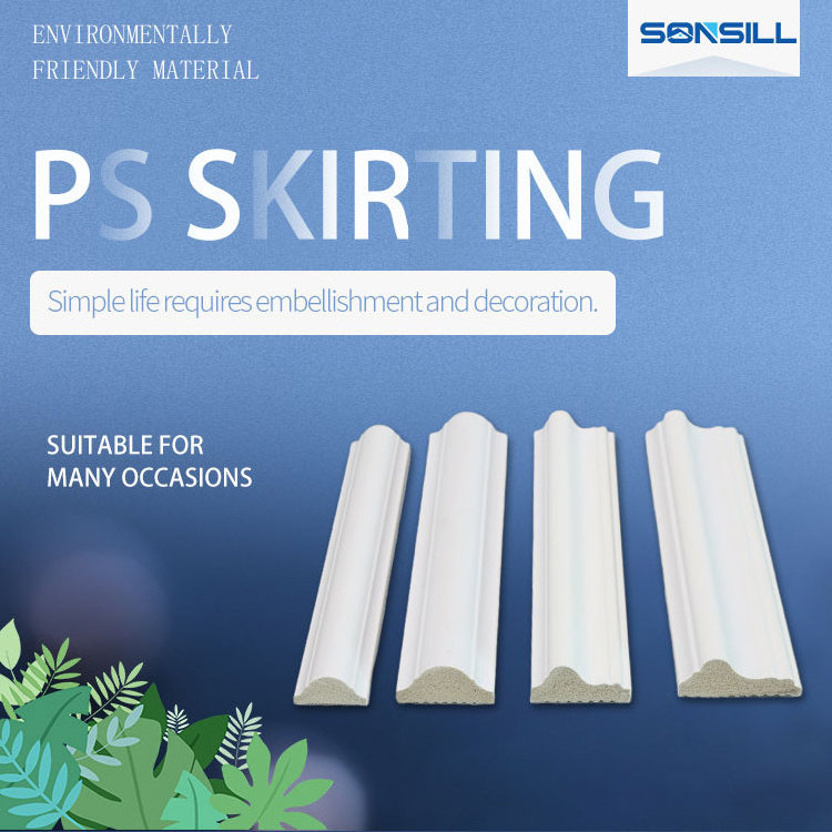 SONSILL UTO ps floor skirting molding cheap water proof skirting ps white bathroom skirt skirting board ps