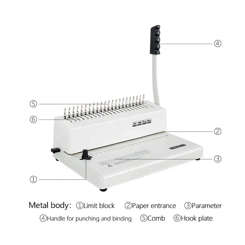 SONTO 21 Hole 450 Sheets Paper Binder Manual Punch Comb Binding Machine For Office