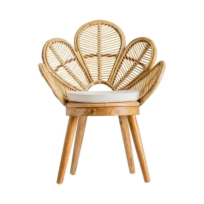 Top Seller Wholesale Eco-friendly Novelty Design Wooden and Rattan Flower Shaped Chair manufactured in Viet Nam