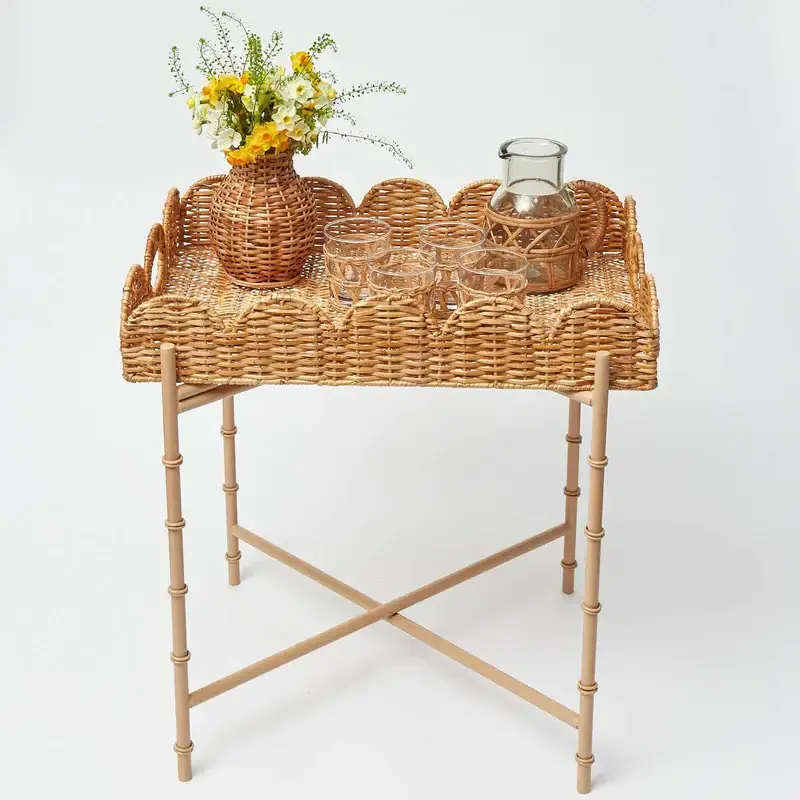 High Quality New Item Rattan Tray With Stand Vintage Home Furniture Rattan Furniture made in Vietnam