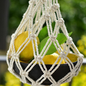 Cotton macrame fruit hammock with metal hooks made in Vietnam