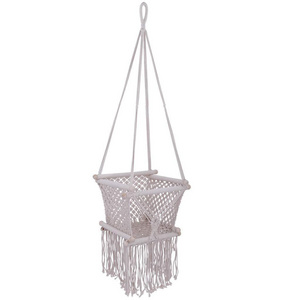 100% hand-woven cotton  macrame with classic woven-ropes design Macrame Baby Swing Chair