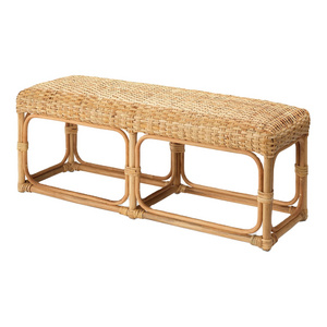 Hot Item Natural Wicker Bench Chair with Rattan Seat Boho Vintage Style for Living Room Bedroom Hotel Manufactured in Vietnam